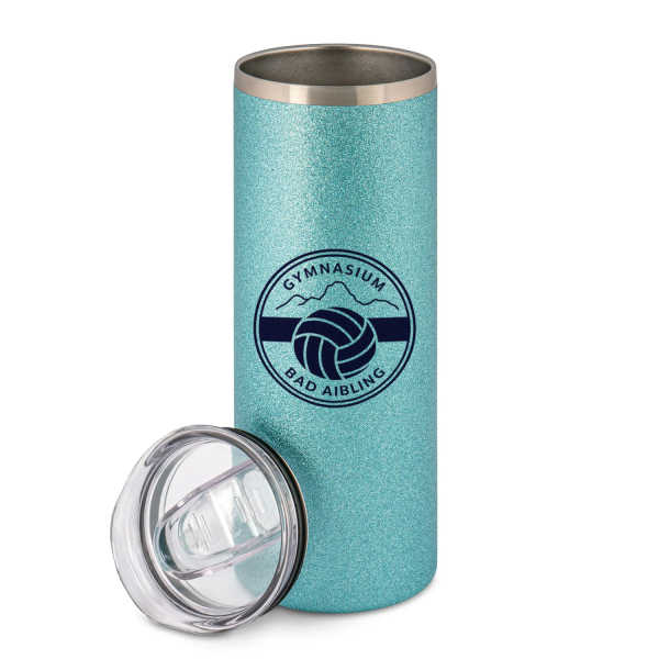 Gymnasium Bad Aibling Glitzer Thermo Becher – Sonderkollektion Bewegte Schule – light blue Glitzer