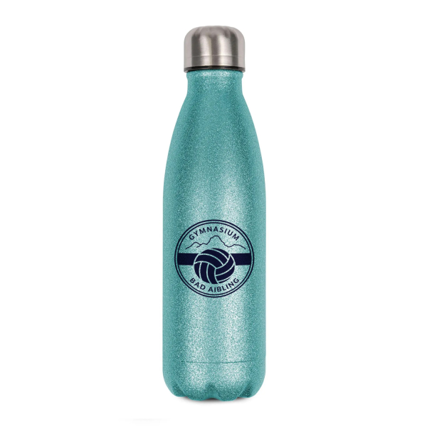 Gymnasium Bad Aibling Glitzer Thermosflasche – Sonderkollektion Bewegte Schule – light blue Glitzer