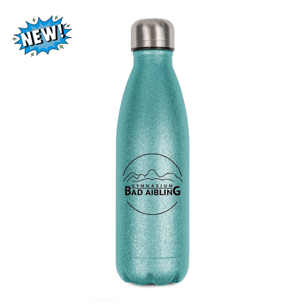 GBA Kreislogo - Gymnasium Bad Aibling Thermosflasche Glitzer light blue