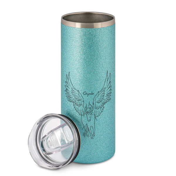 GYMB Pegasus Logo | Glitzer Thermobecher mit Schiebe-Verschluß