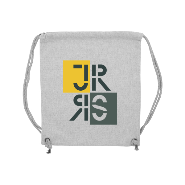JRRS Sportbeutelin heather grey mit dem Logo der Johann-Rieder Realschule Rosenheim