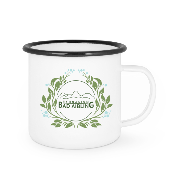 GBA blaue Blume Logo | Emaille-Tasse
