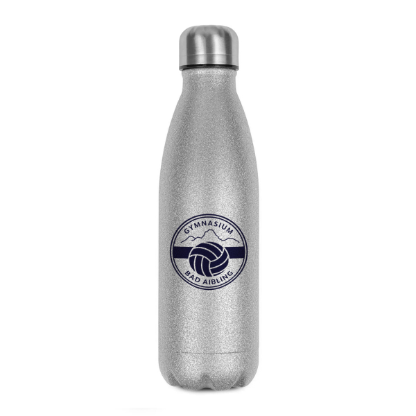 Gymnasium Bad Aibling Glitzer Thermosflasche – Sonderkollektion Bewegte Schule – silber Glitzer