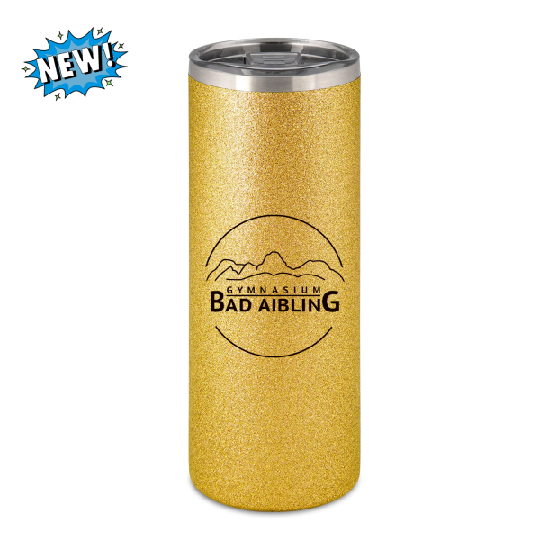 GBA Berge Logo Gymnasium Bad Aibling Thermobecher 570ml – Glitzer gold | Refill To-Go