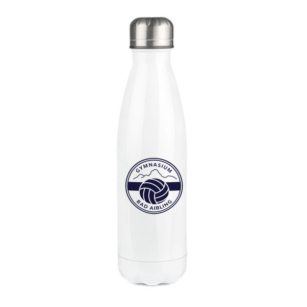 Gymnasium Bad Aibling Thermoskanne mit Edelstahl-Verschluss – Sonderkollektion Bewegte Schule – weiss