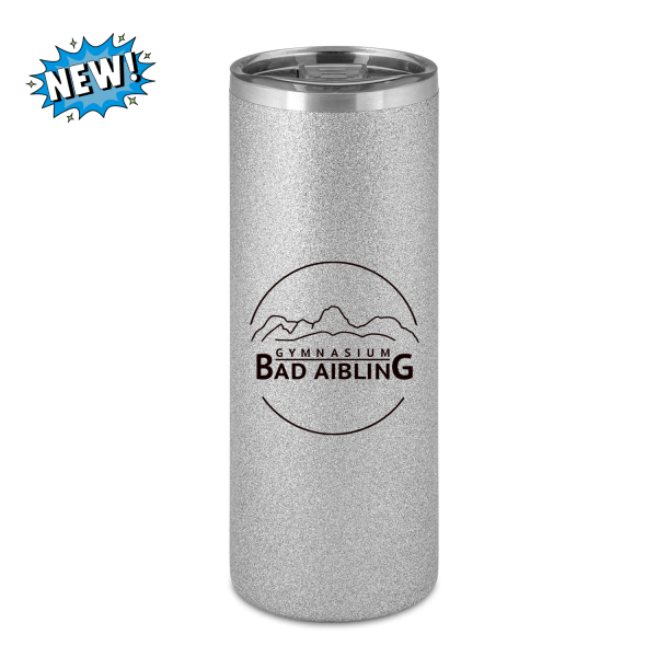 GBA Berge Logo Gymnasium Bad Aibling Thermobecher 570ml – Glitzer silber | Refill To-Go