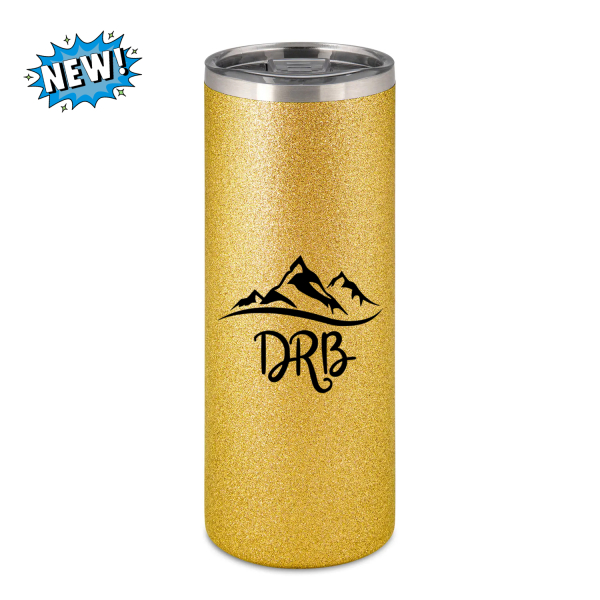 DRB Berge-Logo | Glitzer Thermobecher mit Schiebe-Verschluß