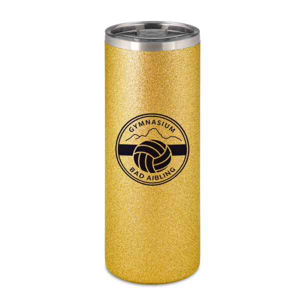 Gymnasium Bad Aibling Glitzer Thermo Becher – Sonderkollektion Bewegte Schule – gold Glitzer