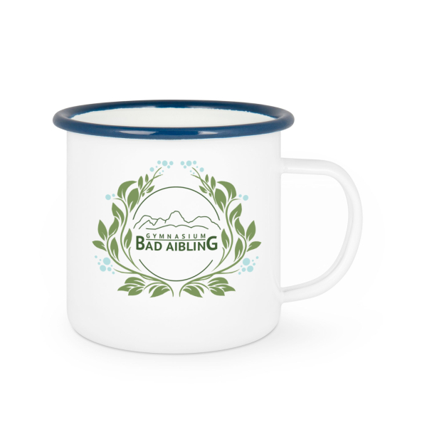 GBA blaue Blume Logo | Emaille-Tasse